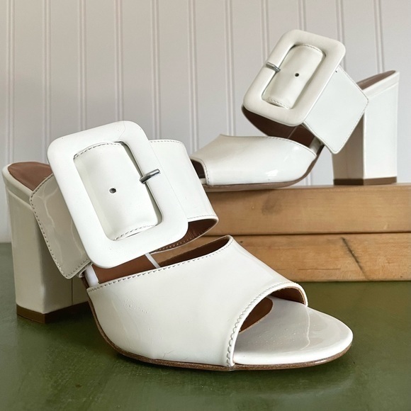 Paris Texas Wide Strap Patent Sandals w Chunky Heels *Italy*